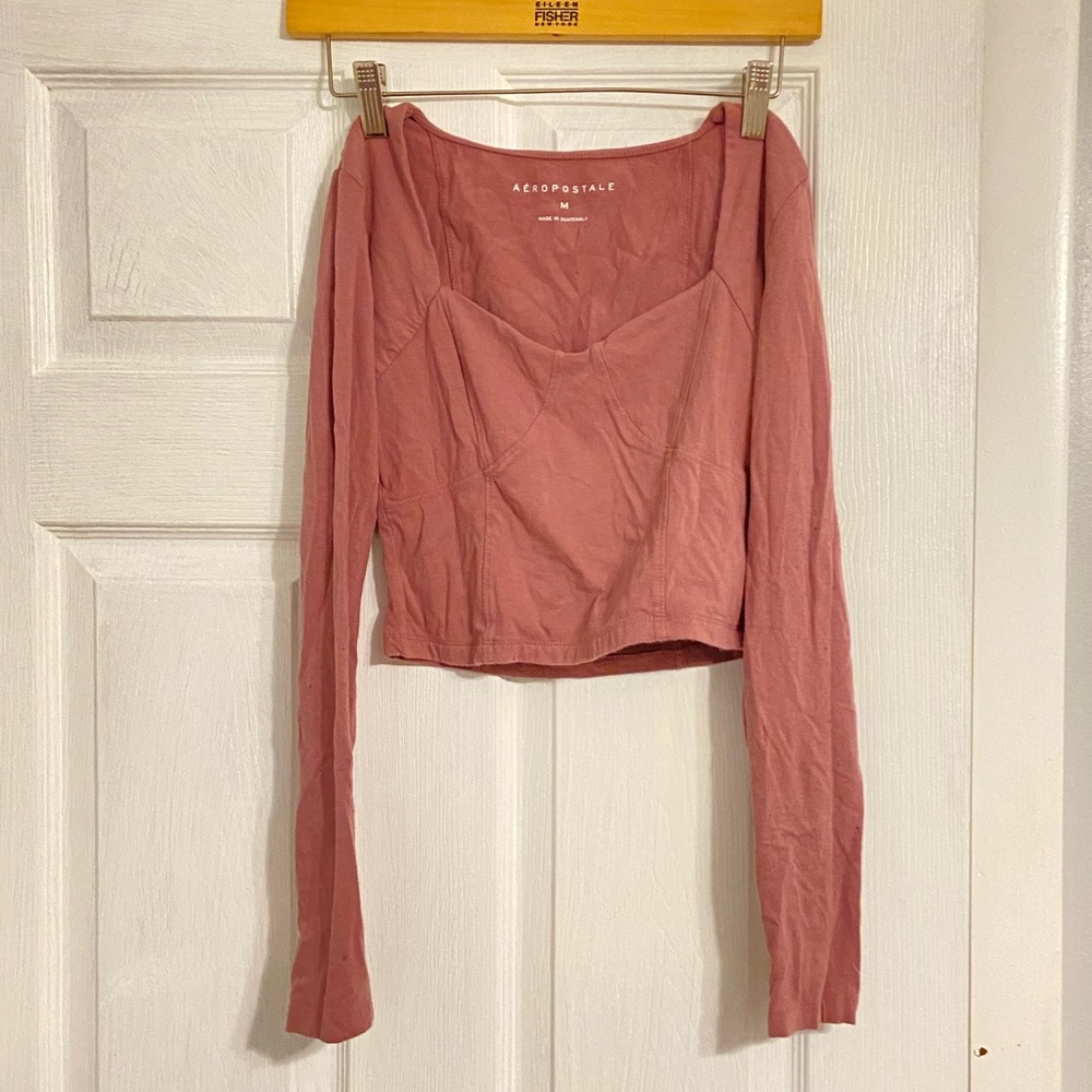 AEROPOSTALE mauve long sleeve crop top